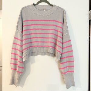Free People Easy Street Striped Cropped Sweater